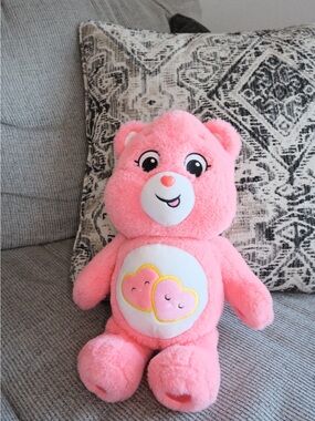 Care Bear Pink Heart Plush Bear Kids Toy - Soft Cuddly Stuffed Animal